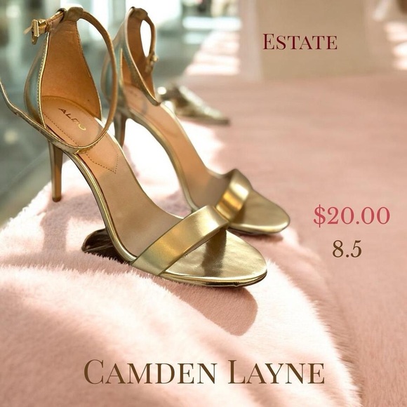 Aldo Gold Strappy Heels - Picture 1 of 3
